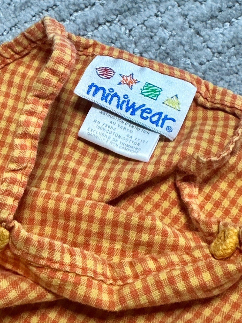 Vintage Orange Gingham Ruffle Tank | Miniwear | 18months | 100% cotton - Picture 4 of 7